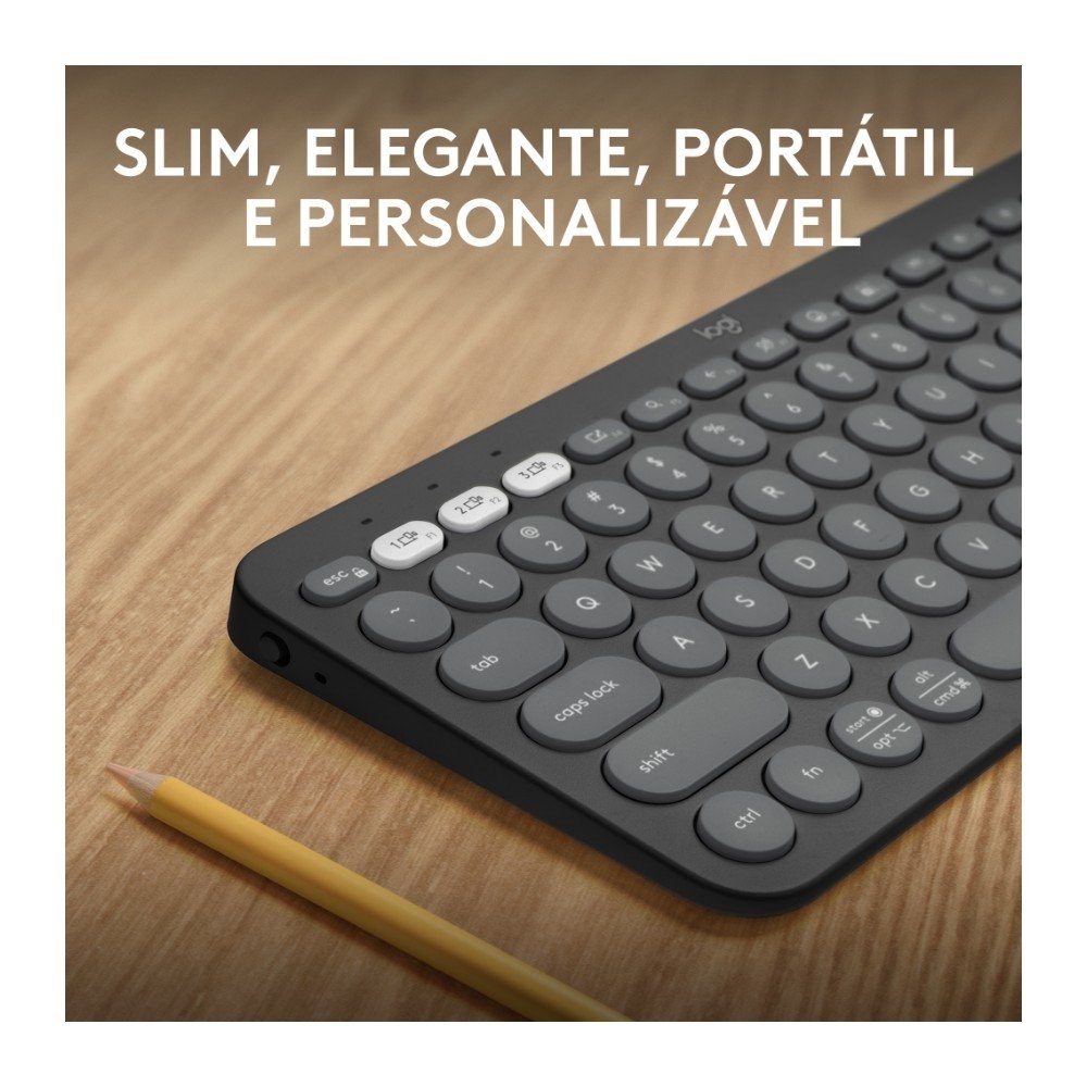 Teclado Sem Fio ( Balão.info), Bluetooth e USB, Pebble Keys 2 K380s, Easy-Switch e Pilha Inclusa, Grafite - 920-( Balão.info - foto 3
