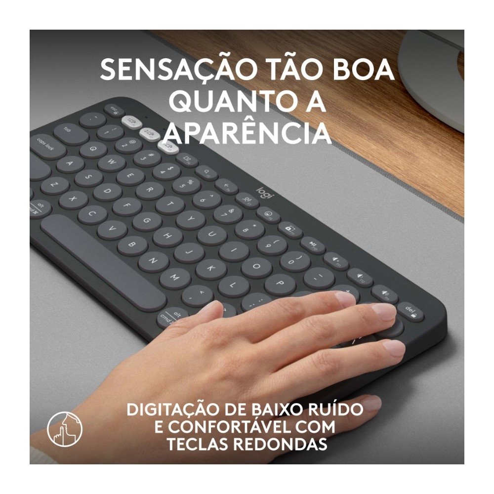 Teclado Sem Fio Logitech, Bluetooth e USB, Pebble Keys 2 K380s, Easy-Switch e Pilha Inclusa, Grafite - 920-011789 - view 6
