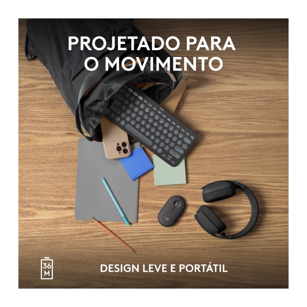Teclado Sem Fio Logitech, Bluetooth e USB, Pebble Keys 2 K380s, Easy-Switch e Pilha Inclusa, Grafite - 920-011789 - view 9