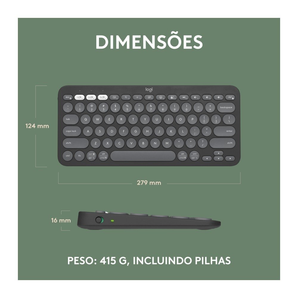 Teclado Sem Fio ( Balão.info), Bluetooth e USB, Pebble Keys 2 K380s, Easy-Switch e Pilha Inclusa, Grafite - 920-( Balão.info - foto 10