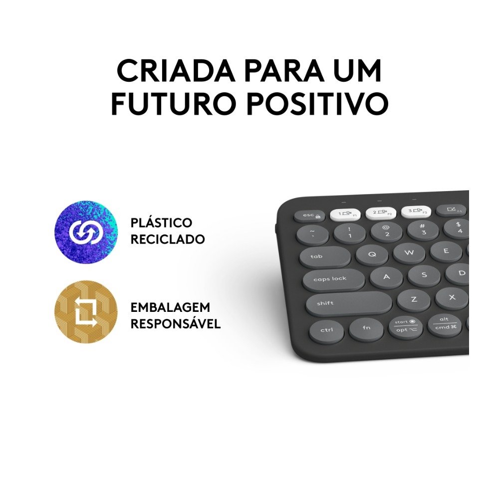 Teclado Sem Fio Logitech, Bluetooth e USB, Pebble Keys 2 K380s, Easy-Switch e Pilha Inclusa, Grafite - 920-011789 - view 12