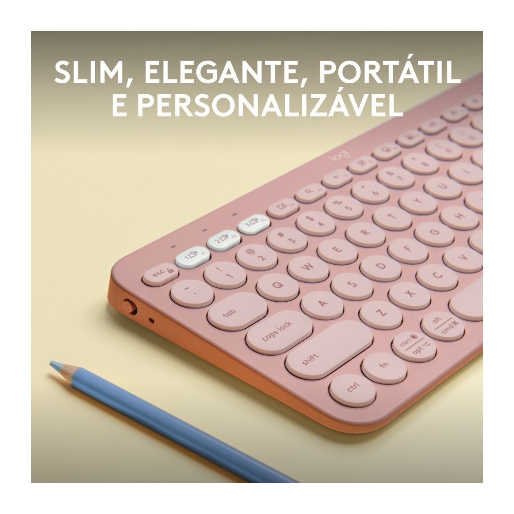 Teclado Sem Fio Logitech, Bluetooth e USB, Pebble Keys 2 K380s, Easy-Switch e Pilha Inclusa, Rosa - 920-011791 - view 3
