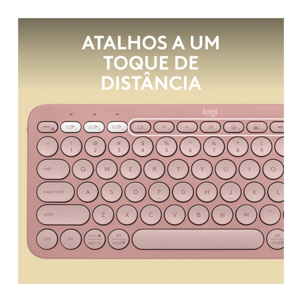 Teclado Sem Fio ( Balão.info), Bluetooth e USB, Pebble Keys 2 K380s, Easy-Switch e Pilha Inclusa, Rosa - 920-( Balão.info - foto 5