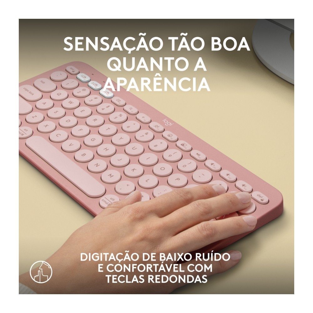Teclado Sem Fio ( Balão.info), Bluetooth e USB, Pebble Keys 2 K380s, Easy-Switch e Pilha Inclusa, Rosa - 920-( Balão.info - foto 6