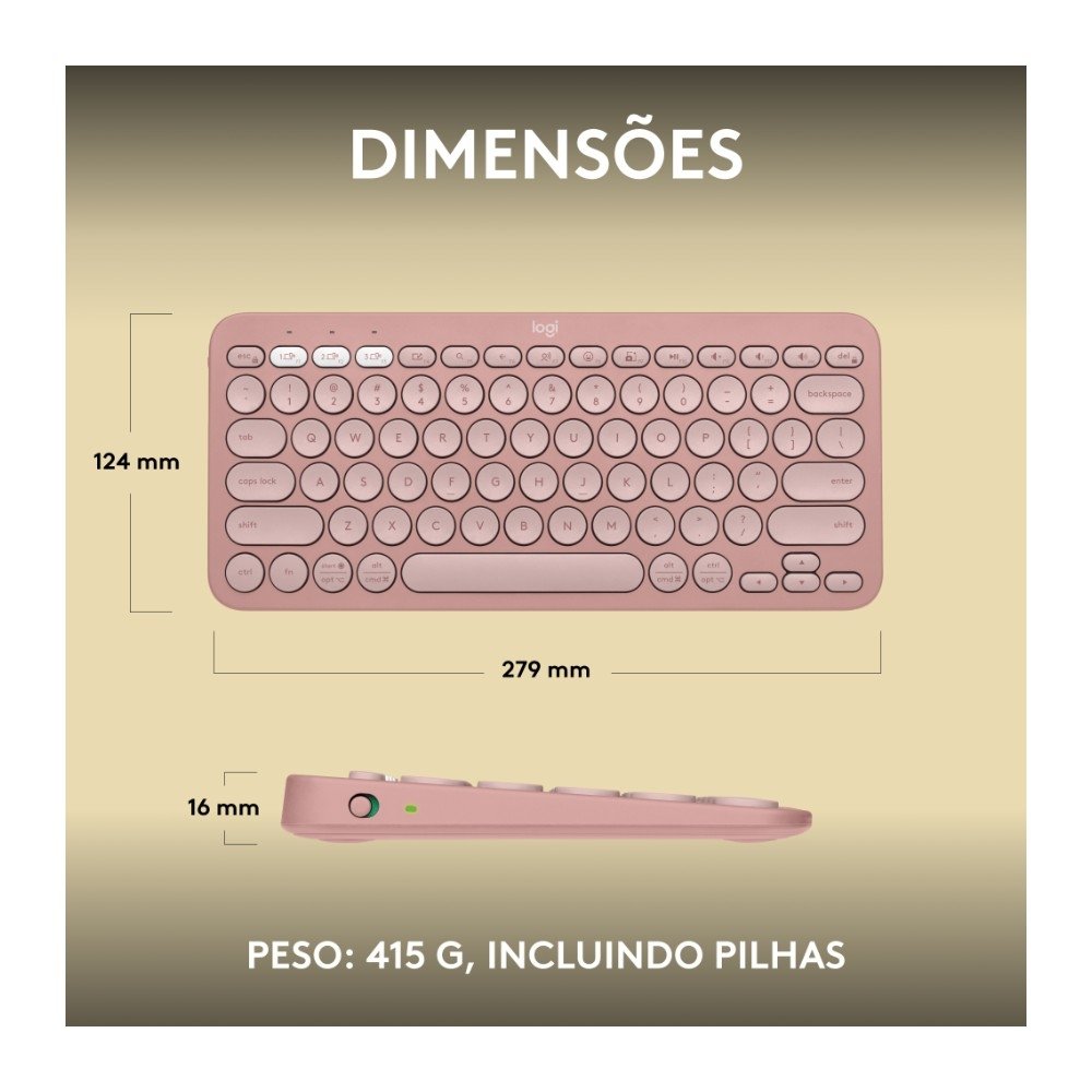 Teclado Sem Fio ( Balão.info), Bluetooth e USB, Pebble Keys 2 K380s, Easy-Switch e Pilha Inclusa, Rosa - 920-( Balão.info - foto 10