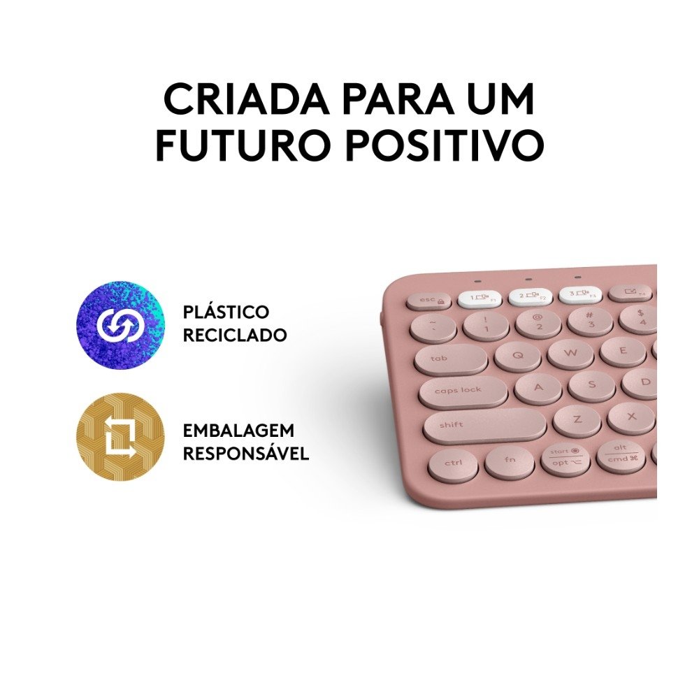 Teclado Sem Fio ( Balão.info), Bluetooth e USB, Pebble Keys 2 K380s, Easy-Switch e Pilha Inclusa, Rosa - 920-( Balão.info - foto 12