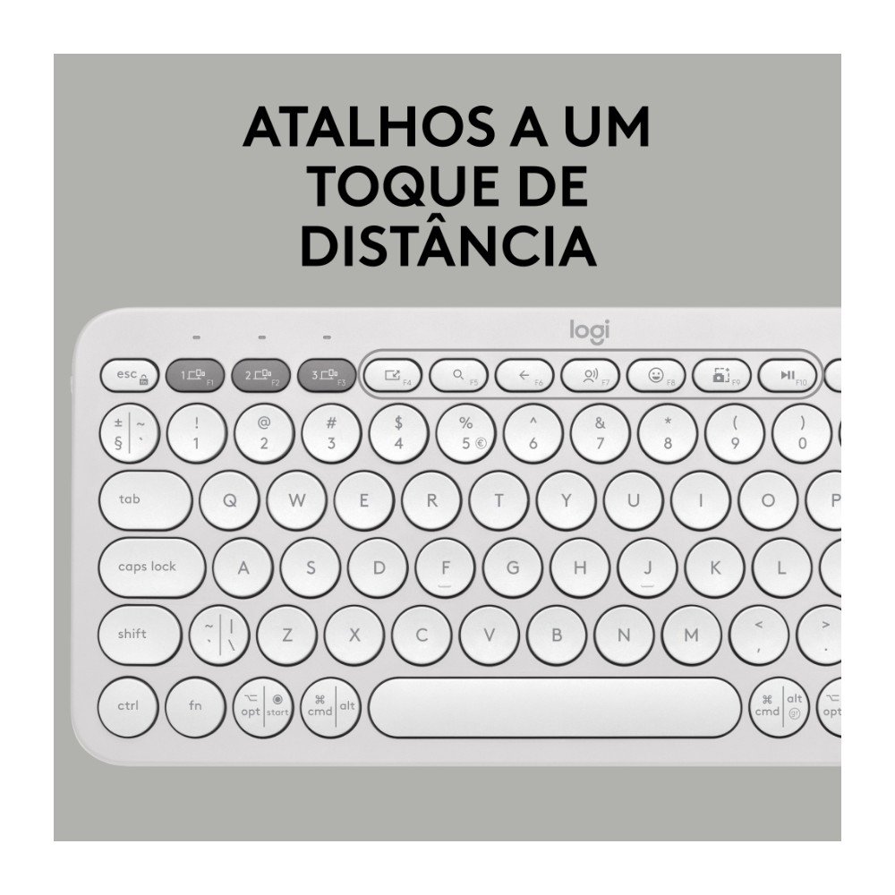 Teclado Sem Fio Logitech, Bluetooth e USB, Pebble Keys 2 K380s, Easy-Switch e Pilha Inclusa, Branco - 920-011790 - view 5