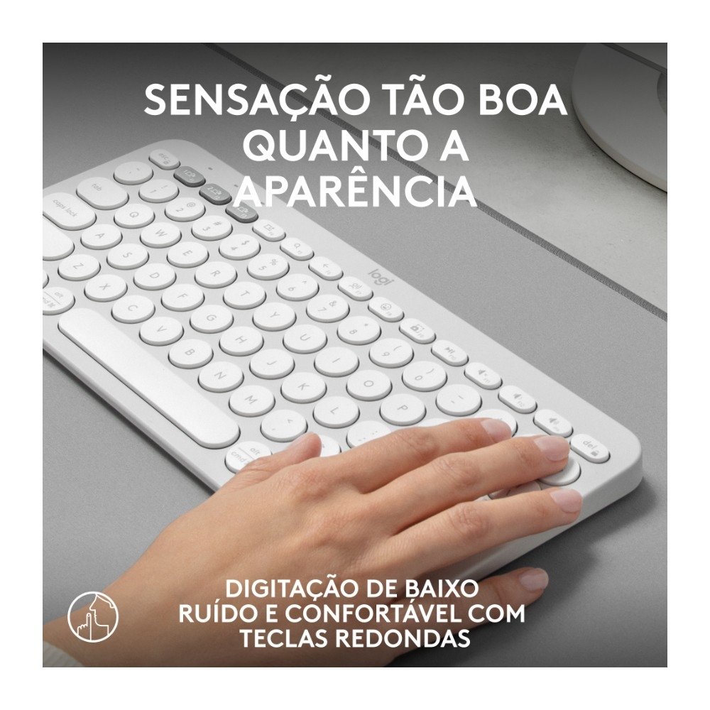 Teclado Sem Fio Logitech, Bluetooth e USB, Pebble Keys 2 K380s, Easy-Switch e Pilha Inclusa, Branco - 920-011790 - view 6