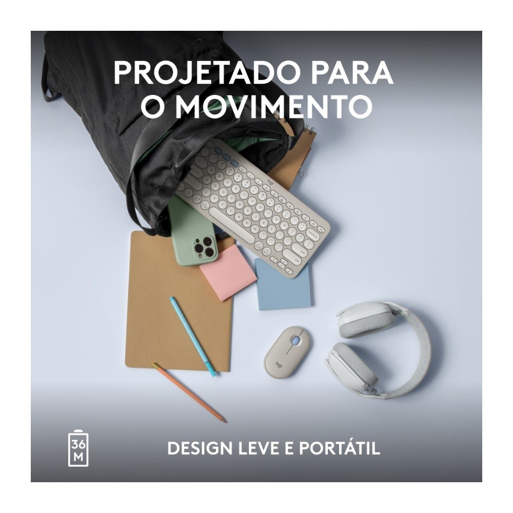 Teclado Sem Fio ( Balão.info), Bluetooth e USB, Pebble Keys 2 K380s, Easy-Switch e Pilha Inclusa, Branco - 920-( Balão.info - foto 9