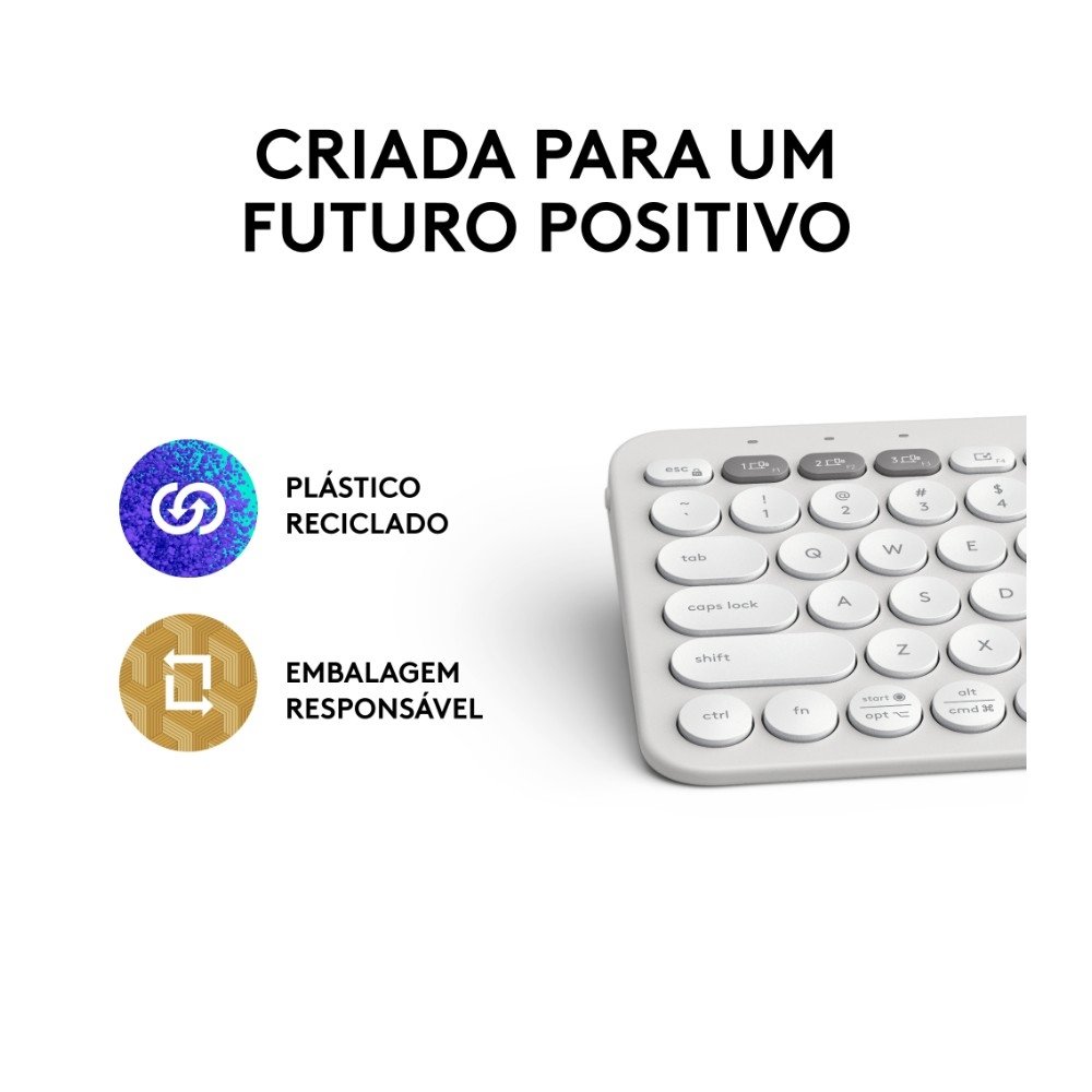 Teclado Sem Fio ( Balão.info), Bluetooth e USB, Pebble Keys 2 K380s, Easy-Switch e Pilha Inclusa, Branco - 920-( Balão.info - foto 12