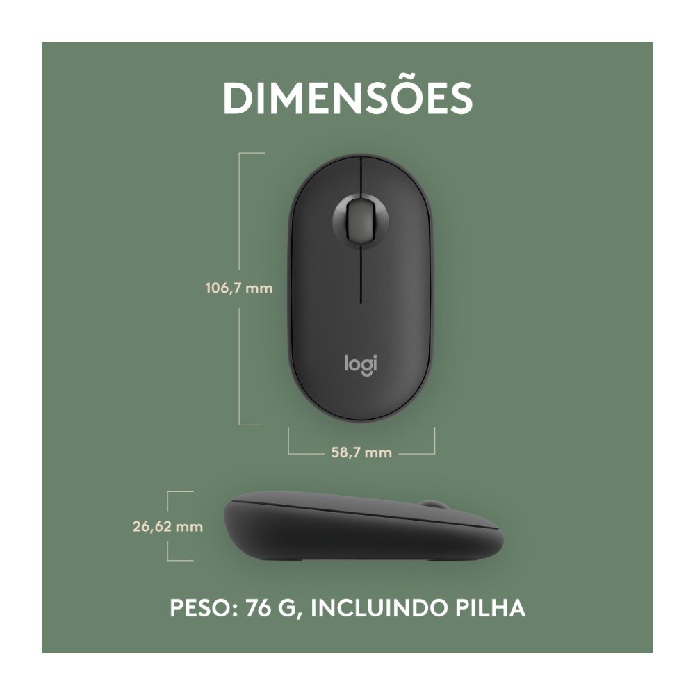 Mouse Sem Fio ( Balão.info) Pebble 2 M350s, Bluetooth, Pilha Inclusa, com Clique Silencioso, Grafite - 910-( Balão.info - foto 8