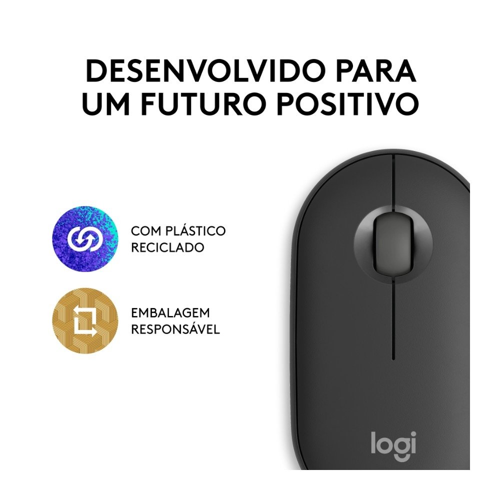 Mouse Sem Fio ( Balão.info) Pebble 2 M350s, Bluetooth, Pilha Inclusa, com Clique Silencioso, Grafite - 910-( Balão.info - foto 10