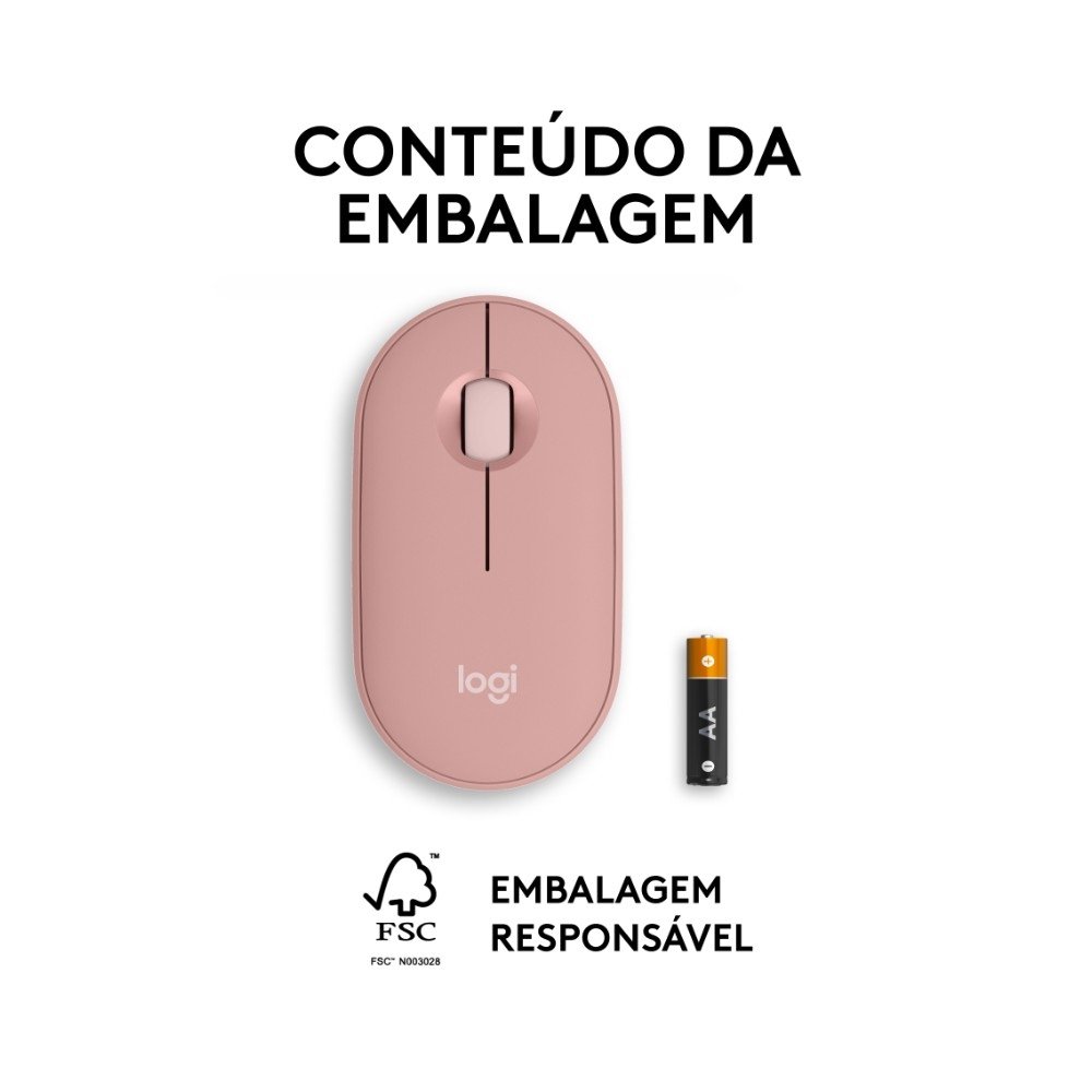 Mouse Sem Fio ( Balão.info) Pebble 2 M350s, USB Logi Bolt ou Bluetooth e Pilha Inclusa, com Clique Silencioso, Rosa- 910-( Balão.info - foto 9