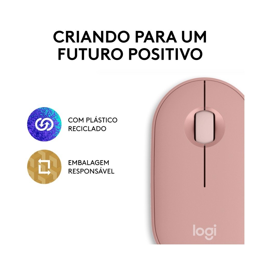 Mouse Sem Fio ( Balão.info) Pebble 2 M350s, USB Logi Bolt ou Bluetooth e Pilha Inclusa, com Clique Silencioso, Rosa- 910-( Balão.info - foto 10