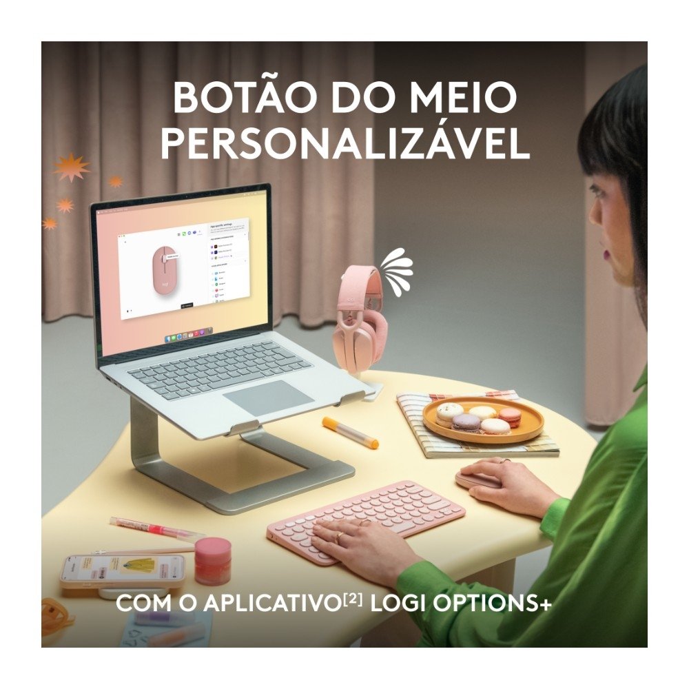 Mouse Sem Fio ( Balão.info) Pebble 2 M350s, USB Logi Bolt ou Bluetooth e Pilha Inclusa, com Clique Silencioso, Branco - 910-( Balão.info - foto 4