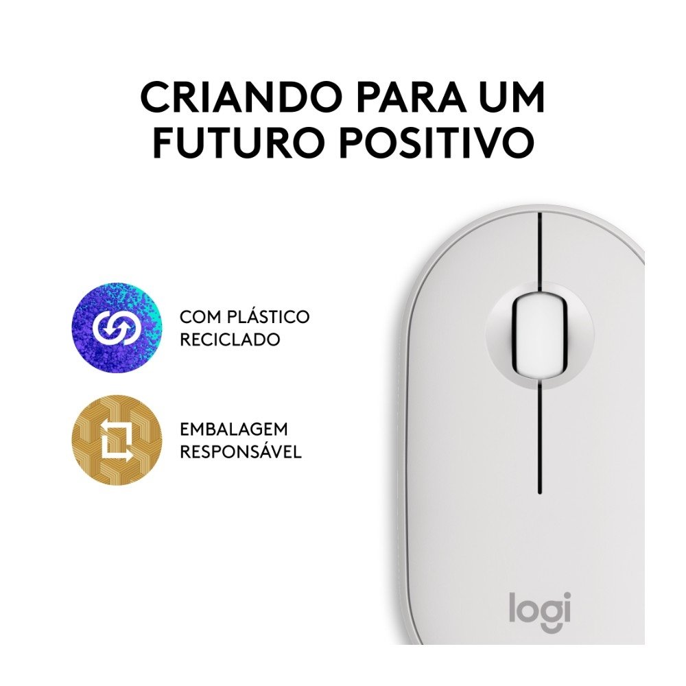 Mouse Sem Fio ( Balão.info) Pebble 2 M350s, USB Logi Bolt ou Bluetooth e Pilha Inclusa, com Clique Silencioso, Branco - 910-( Balão.info - foto 10