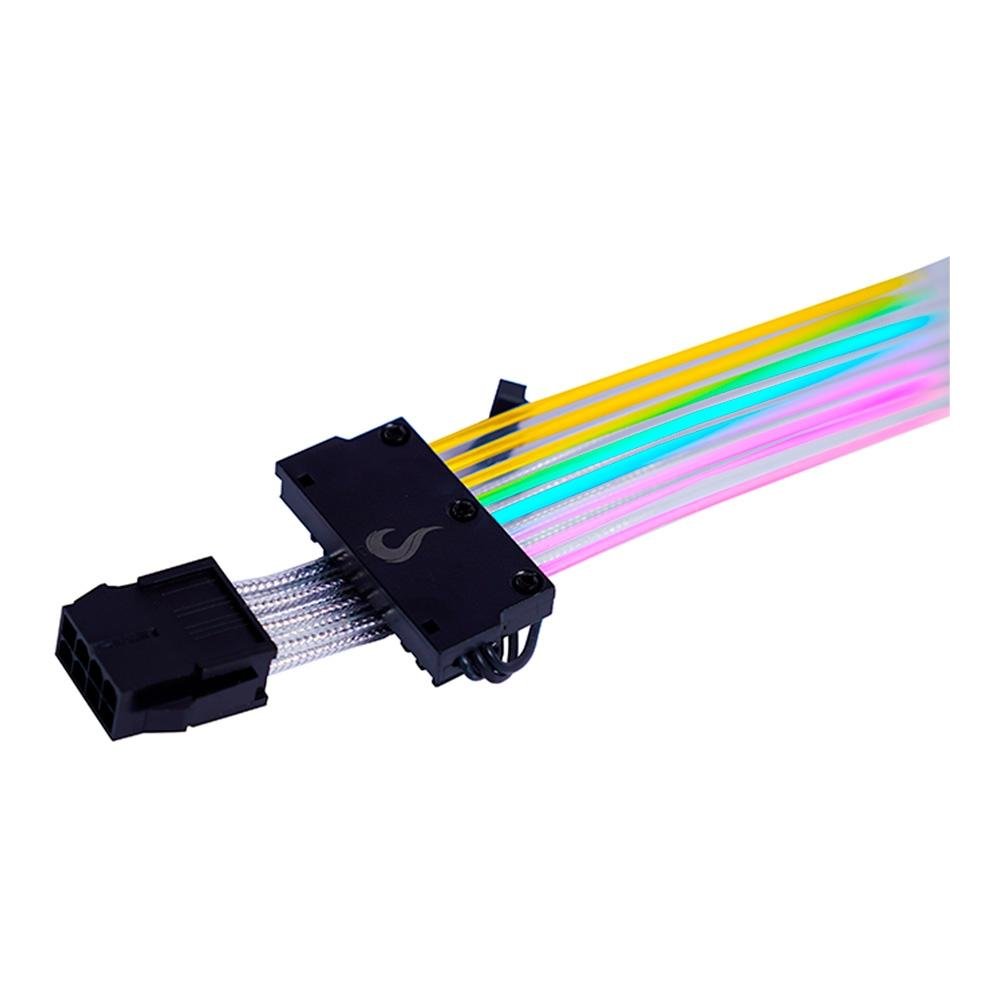 Imagem 2 de 4 do produto Cabo Extensor de Fonte Sleeved Rise Mode Aura, 6+2p PCIe GPU, ARGB, Preto - RM-SLV-01-FB-ARGB