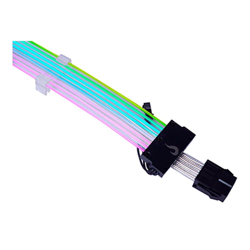 Imagem 4 de 4 do produto Cabo Extensor de Fonte Sleeved Rise Mode Aura, 6+2p PCIe GPU, ARGB, Preto - RM-SLV-01-FB-ARGB