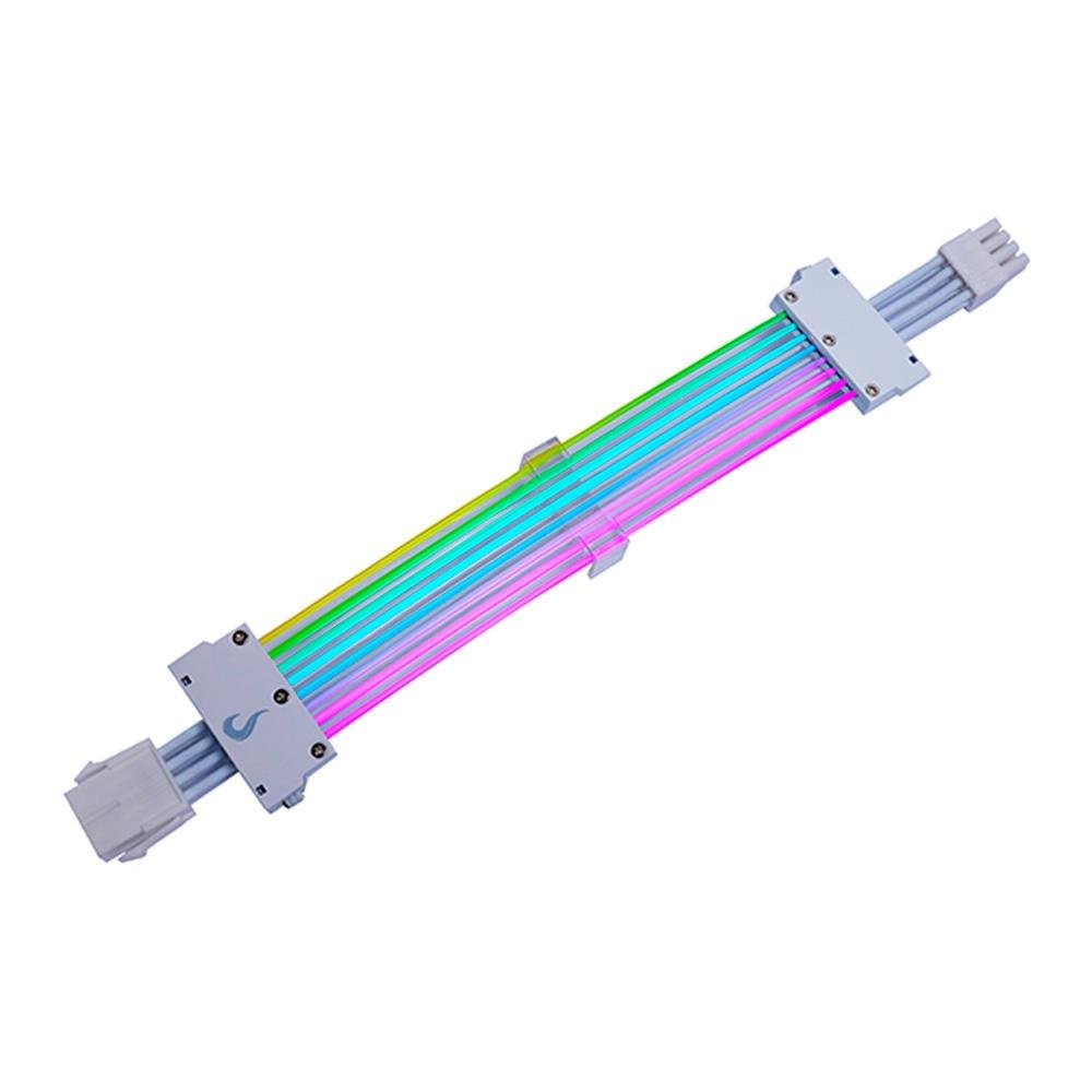 Cabo Extensor de Fonte Sleeved Rise Mode Aura, 6+2p PCIe GPU, ARGB, Branco - RM-SLV-01-FW-ARGB