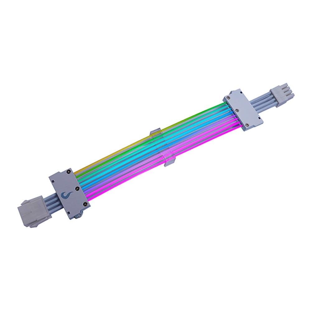 Imagem 2 de 4 do produto Cabo Extensor de Fonte Sleeved Rise Mode Aura, 6+2p PCIe GPU, ARGB, Branco - RM-SLV-01-FW-ARGB