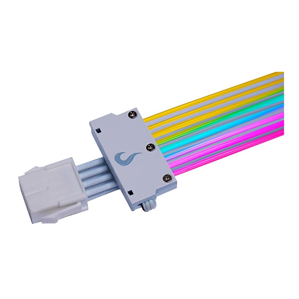 Imagem 4 de 4 do produto Cabo Extensor de Fonte Sleeved Rise Mode Aura, 6+2p PCIe GPU, ARGB, Branco - RM-SLV-01-FW-ARGB