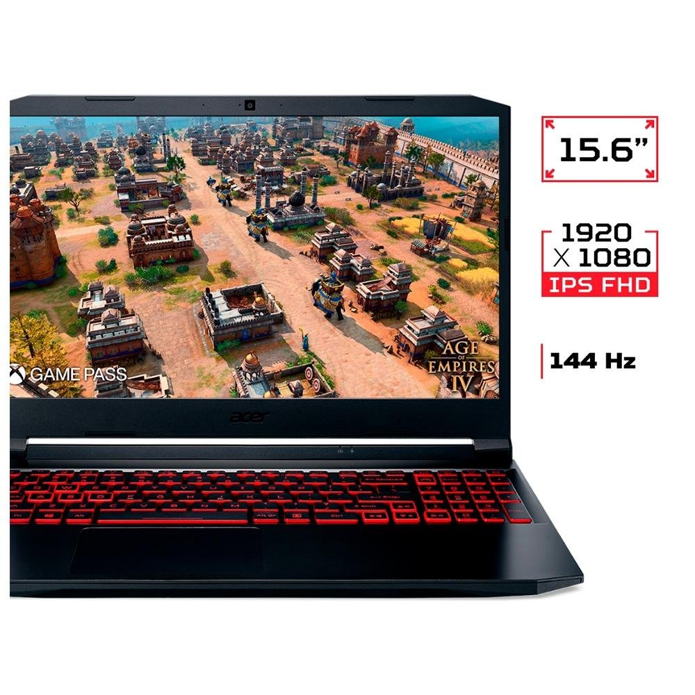 Notebook Gamer Acer Nitro 5 Intel Core I7-11800H, 16GB RAM, NVIDIA RTX3050, SSD 512GB, 15.6" FHD LED, IPS, Linux, Preto - AN515-57-795J