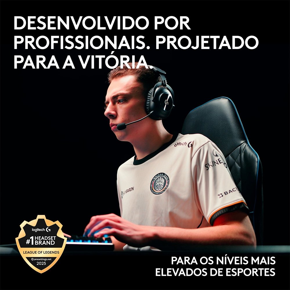 Headset Gamer Sem Fio Logitech G Pro X 2 Lightspeed, Driver 50mm, Bluetooth, USB e 3.5mm, para PC, Playstation e Switch, Branco - 981-001268