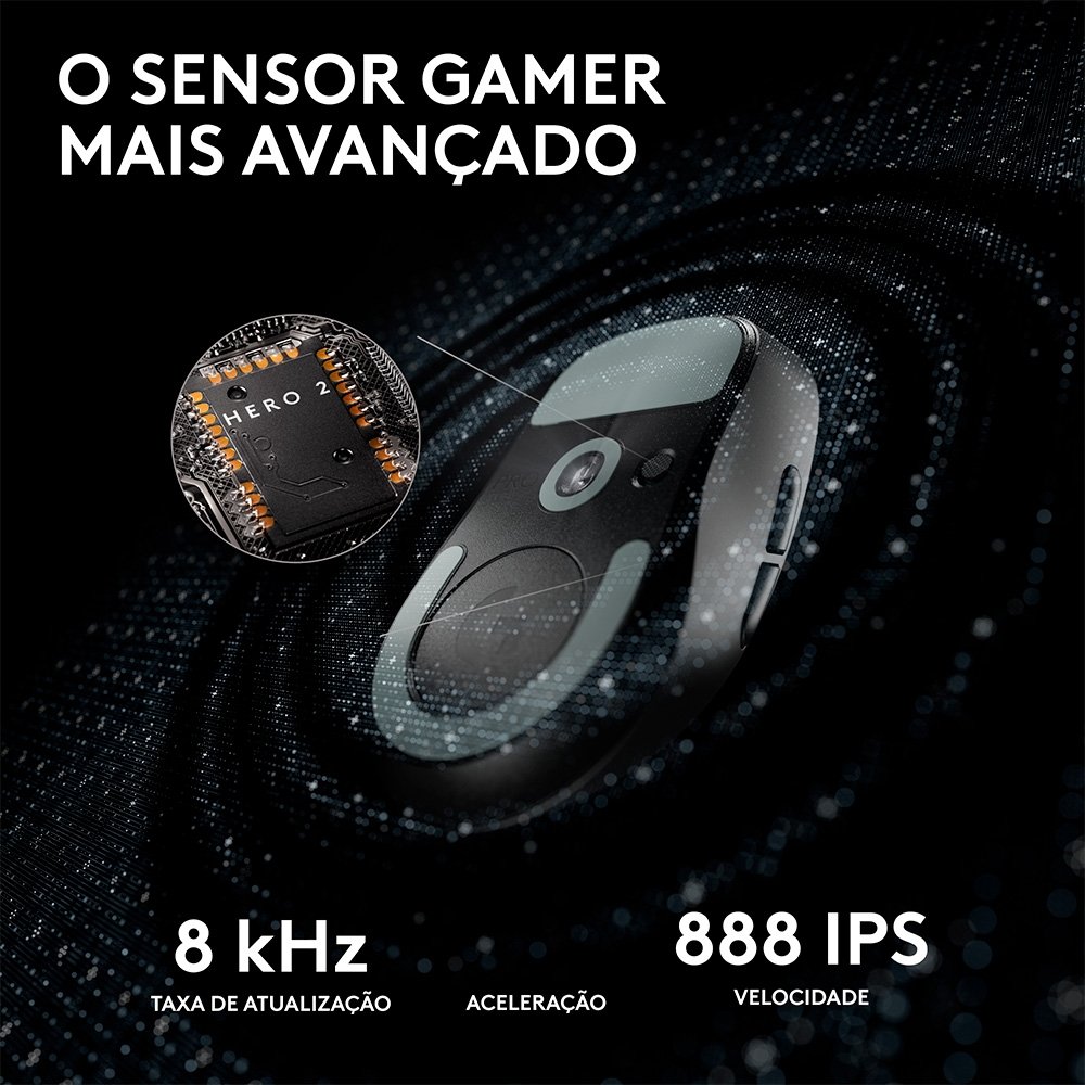 Mouse Gamer Sem Fio Logitech G Pro X Superlight 2 com Lightspeed, 32000 DPI, Sensor Hero 2, com Bateria Recarregável, Preto - 910-006629 - view 4