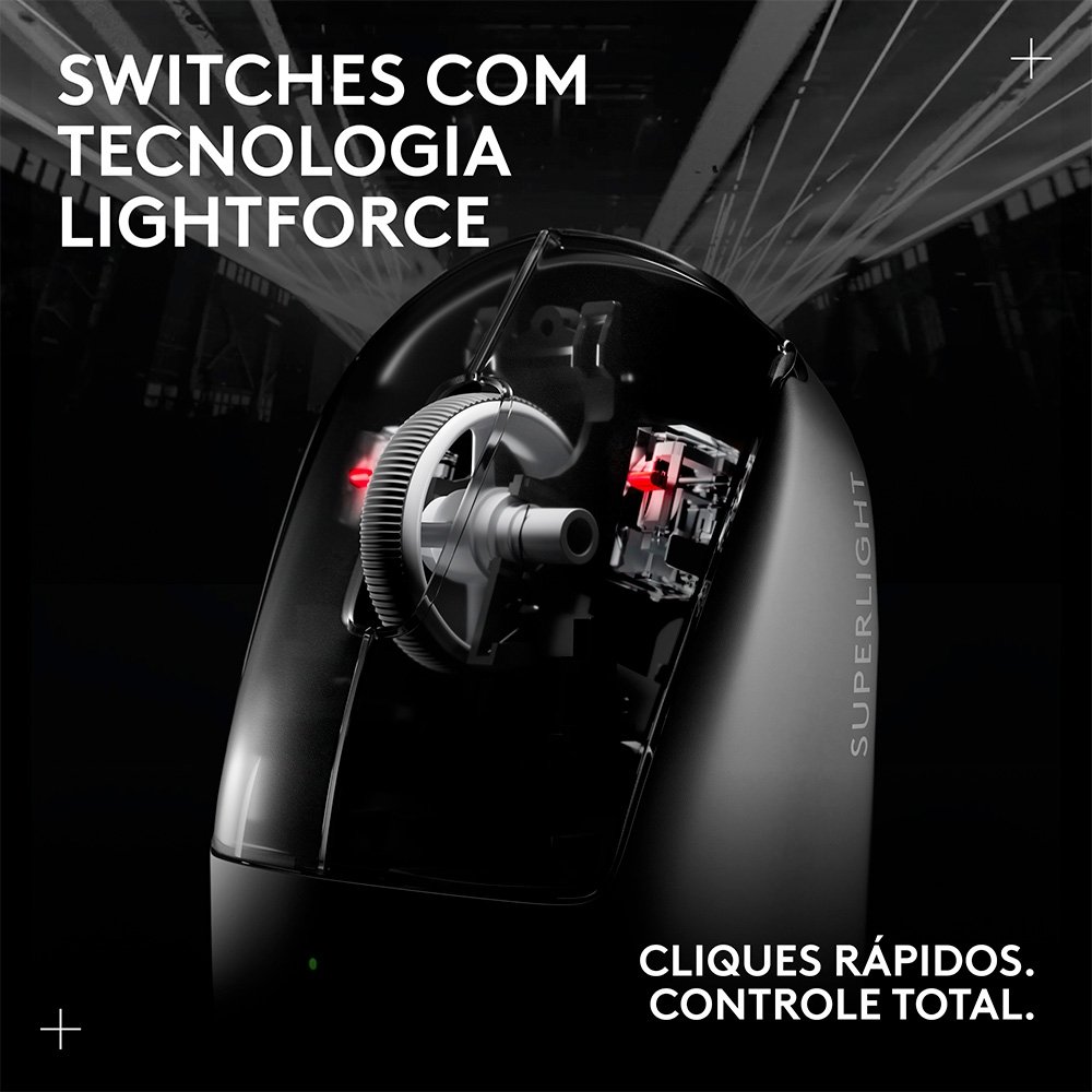 Mouse Gamer Sem Fio Logitech G Pro X Superlight 2 com Lightspeed, 32000 DPI, Sensor Hero 2, com Bateria Recarregável, Preto - 910-006629 - view 5
