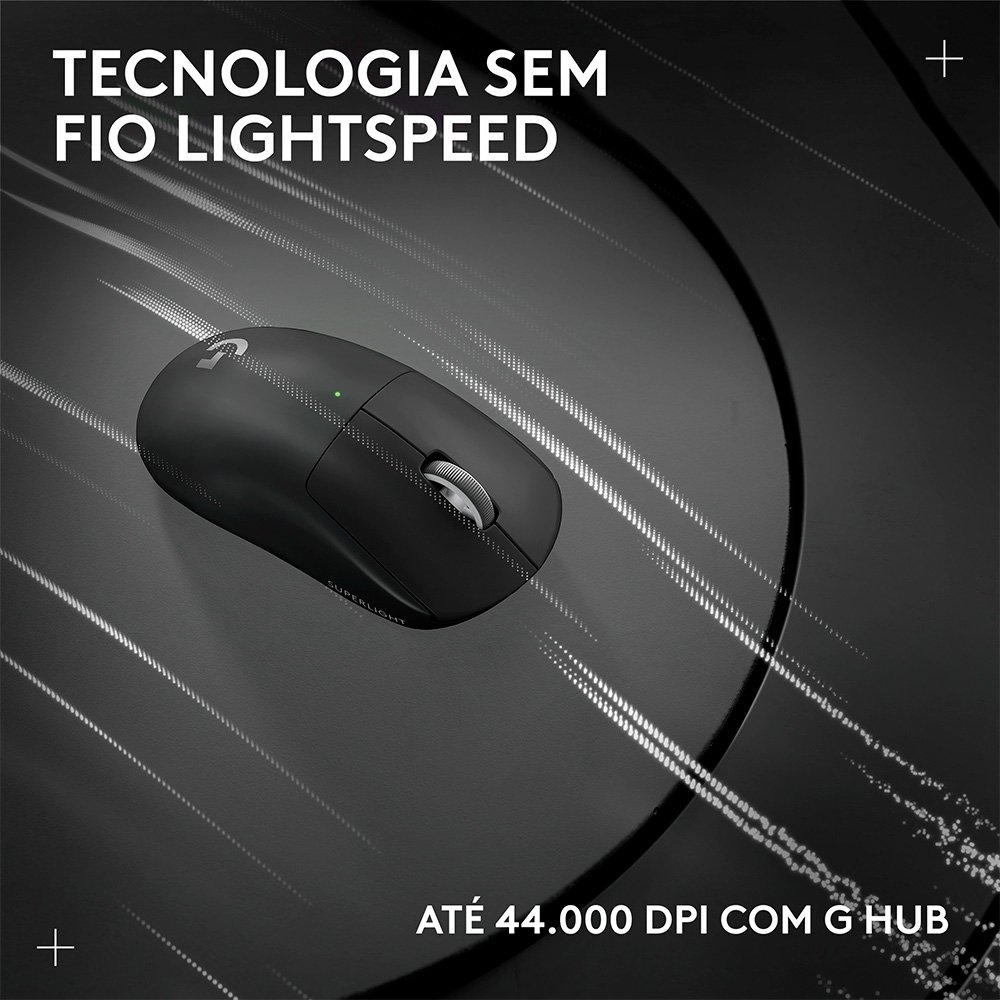 Mouse Gamer Sem Fio Logitech G Pro X Superlight 2 com Lightspeed, 32000 DPI, Sensor Hero 2, com Bateria Recarregável, Preto - 910-006629 - view 9