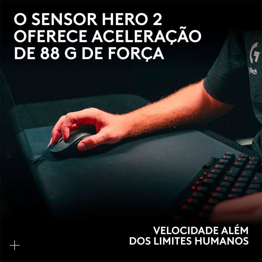 Mouse Gamer Sem Fio Logitech G Pro X Superlight 2 com Lightspeed, 32000 DPI, Sensor Hero 2, com Bateria Recarregável, Preto - 910-006629 - view 11