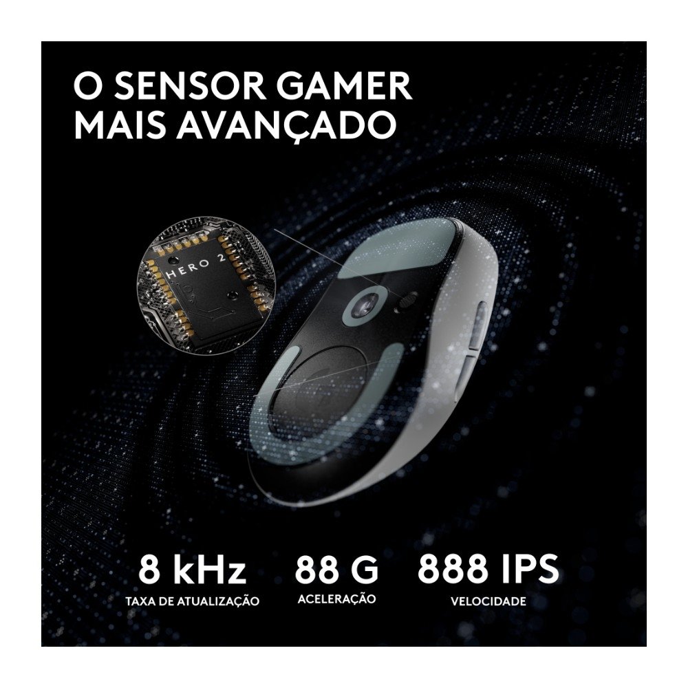 Imagem 4 de 13 do produto Mouse Gamer Sem Fio Logitech G Pro X Superlight 2 com Lightspeed, 32000 DPI, Sensor Hero 2, com Bateria Recarregável, Branco - 910-006637