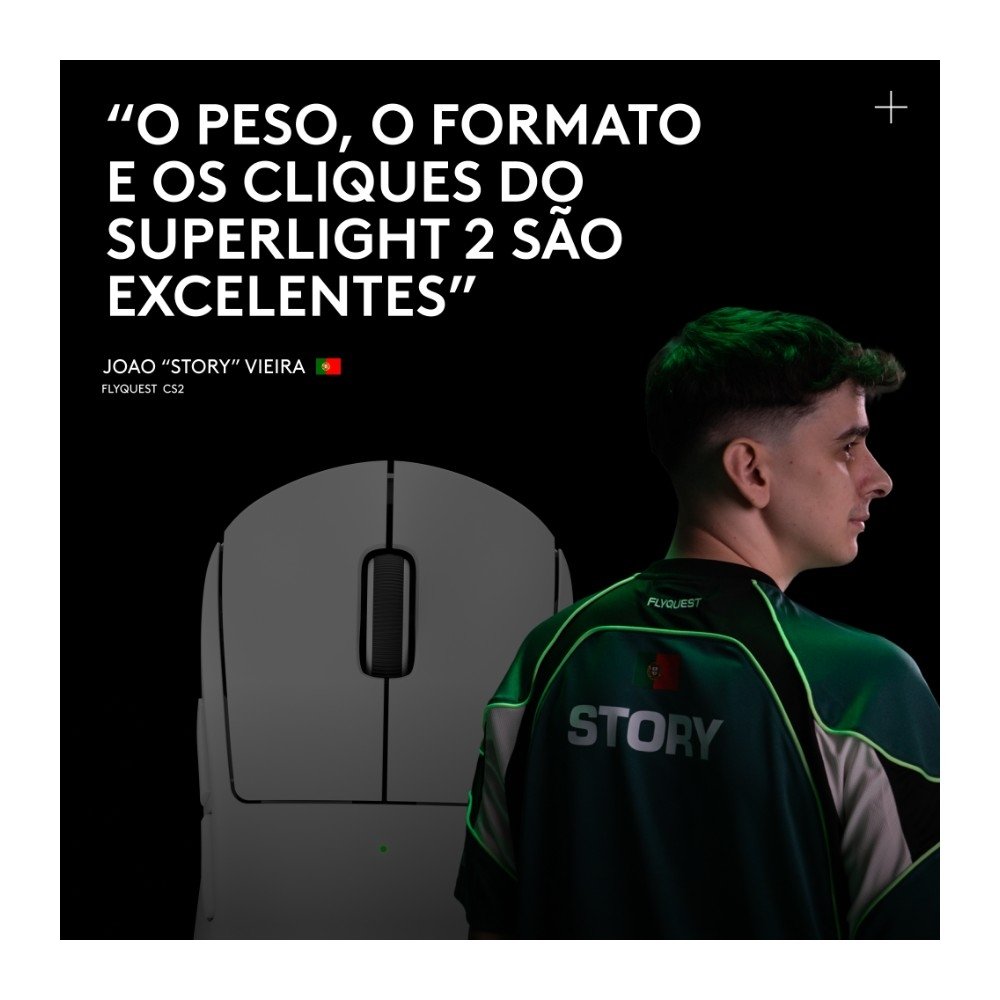 Imagem 7 de 13 do produto Mouse Gamer Sem Fio Logitech G Pro X Superlight 2 com Lightspeed, 32000 DPI, Sensor Hero 2, com Bateria Recarregável, Branco - 910-006637