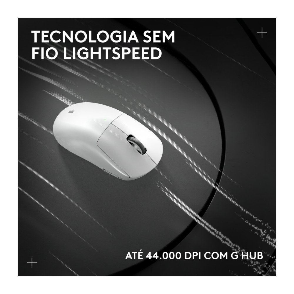 Imagem 9 de 13 do produto Mouse Gamer Sem Fio Logitech G Pro X Superlight 2 com Lightspeed, 32000 DPI, Sensor Hero 2, com Bateria Recarregável, Branco - 910-006637