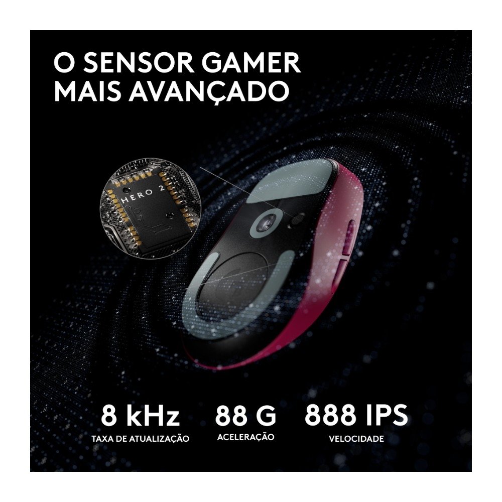 Mouse Gamer Sem Fio Logitech G Pro X SUPERLIGHT 2 com Lightspeed, Sensor HERO 2 com 32K DPI e Bateria Recarregável, Rosa Magenta - 910-006796 - view 4