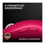 Mouse Gamer Sem Fio Logitech G Pro X SUPERLIGHT 2 com Lightspeed, Sensor HERO 2 com 32K DPI e Bateria Recarregável, Rosa Magenta - 910-006796