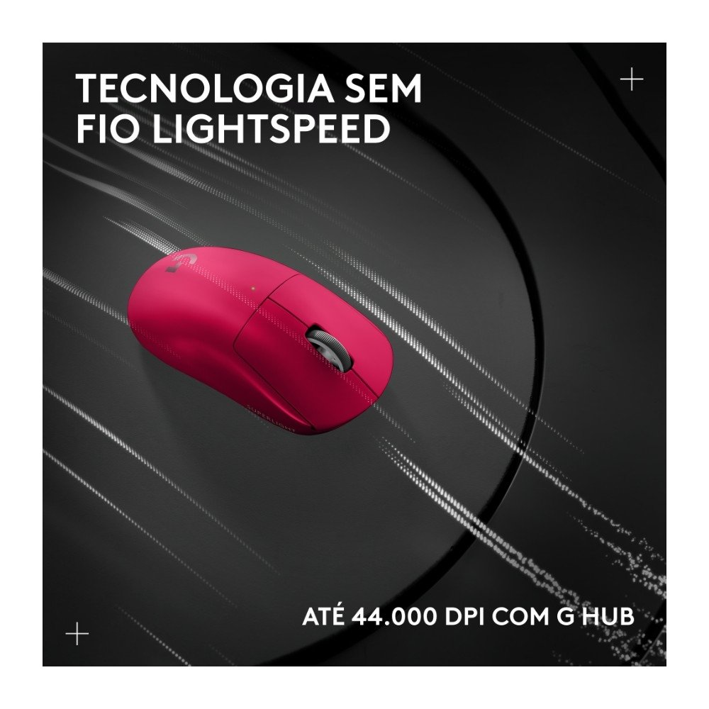 Mouse Gamer Sem Fio Logitech G Pro X SUPERLIGHT 2 com Lightspeed, Sensor HERO 2 com 32K DPI e Bateria Recarregável, Rosa Magenta - 910-006796 - view 9