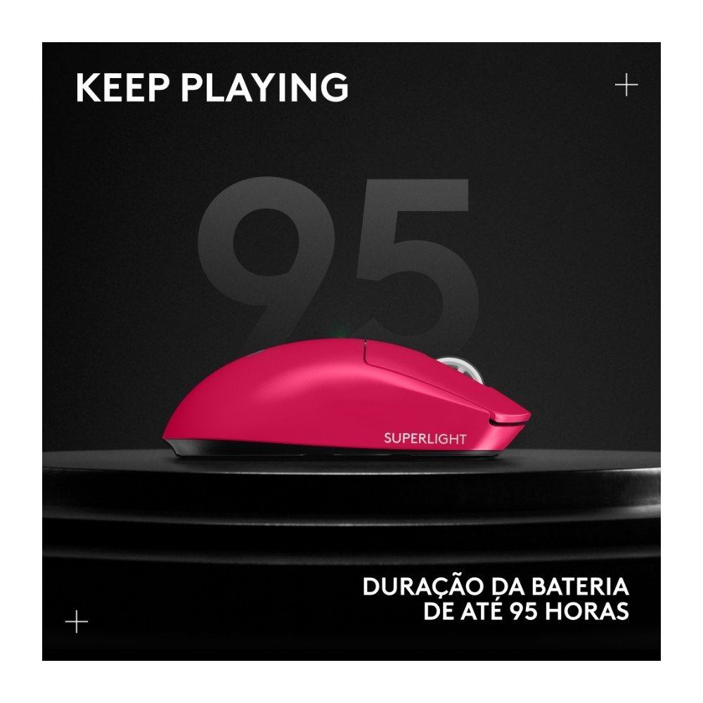 Mouse Gamer Sem Fio Logitech G Pro X SUPERLIGHT 2 com Lightspeed, Sensor HERO 2 com 32K DPI e Bateria Recarregável, Rosa Magenta - 910-006796 - view 13