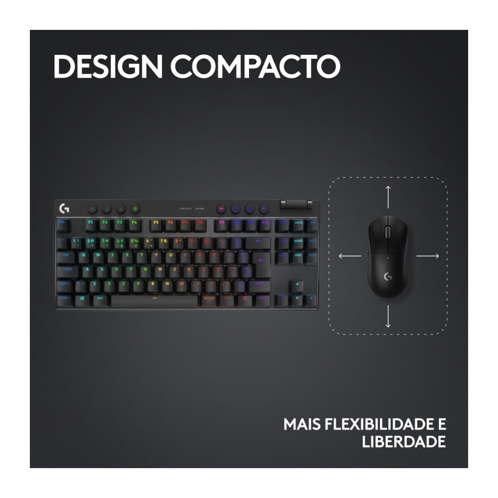 Teclado Gamer Sem Fio ( Balão.info) Pro X com design TKL, Layout US, RGB LIGHTSYNC e Switch Exclusivo GX Brown Tactile, Preto- 920-( Balão.info - foto 7