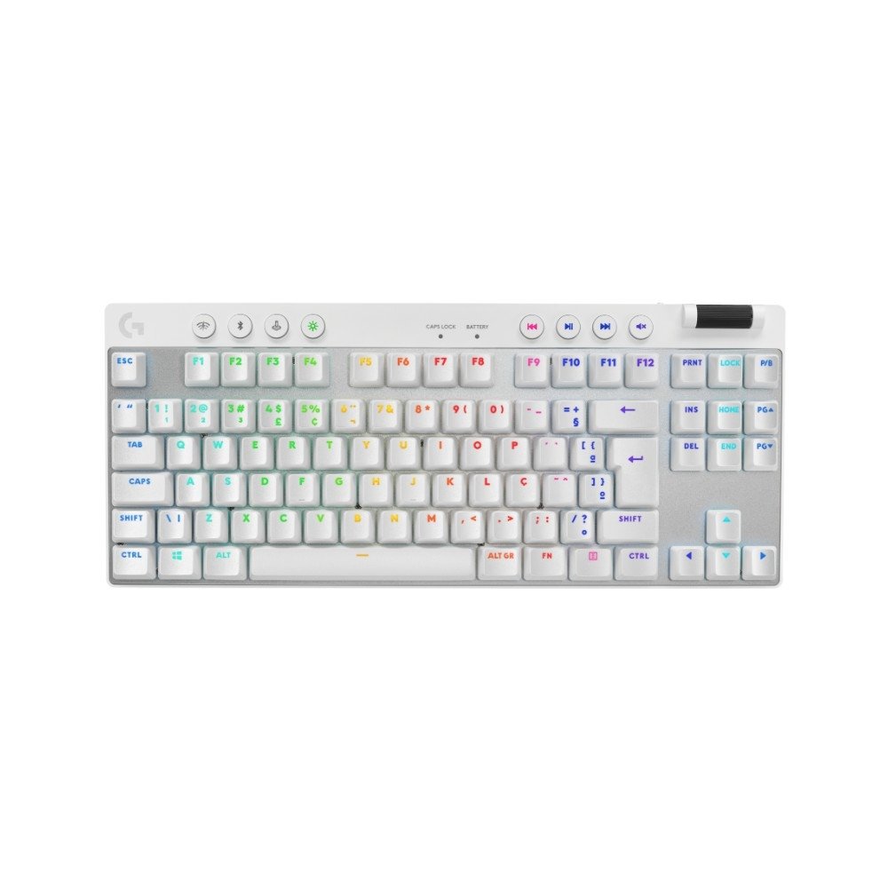 Teclado Gamer Sem Fio Logitech G Pro X com design TKL, Layout US, RGB LIGHTSYNC e Switch Exclusivo GX Brown Tactile, Branco - 920-012143