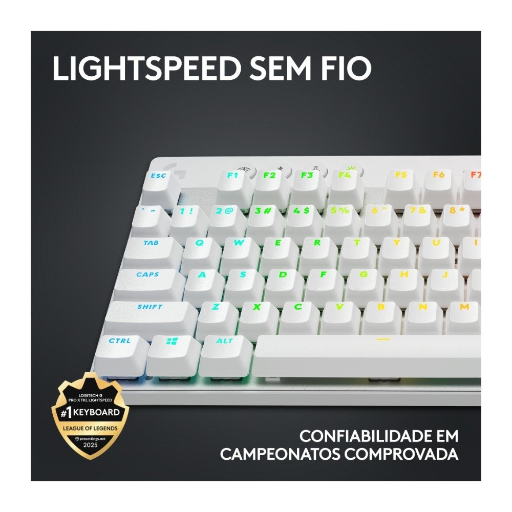 Teclado Gamer Sem Fio ( Balão.info) Pro X com design TKL, Layout US, RGB LIGHTSYNC e Switch Exclusivo GX Brown Tactile, Branco - 920-( Balão.info - foto 3