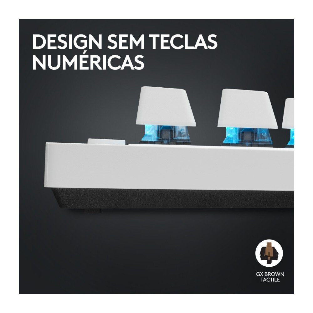 Teclado Gamer Sem Fio ( Balão.info) Pro X com design TKL, Layout US, RGB LIGHTSYNC e Switch Exclusivo GX Brown Tactile, Branco - 920-( Balão.info - foto 4