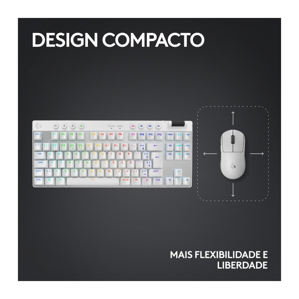 Teclado Gamer Sem Fio ( Balão.info) Pro X com design TKL, Layout US, RGB LIGHTSYNC e Switch Exclusivo GX Brown Tactile, Branco - 920-( Balão.info - foto 7
