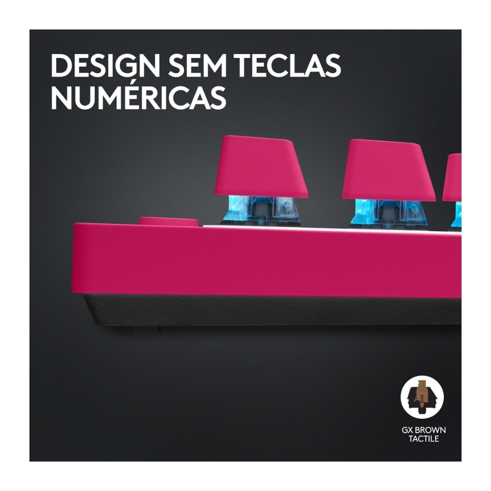 Teclado Gamer Sem Fio ( Balão.info) Pro X com design TKL, Layout US, RGB LIGHTSYNC e Switch Exclusivo GX Brown Tactile, Rosa Magenta- 920-( Balão.info - foto 4