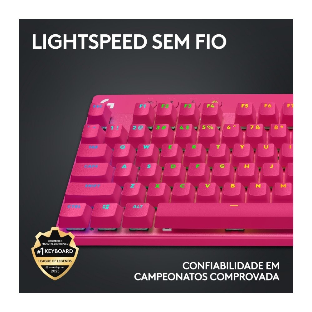Teclado Gamer Sem Fio ( Balão.info) Pro X com design TKL, Layout US, RGB LIGHTSYNC e Switch Exclusivo GX Brown Tactile, Rosa Magenta- 920-( Balão.info - foto 3