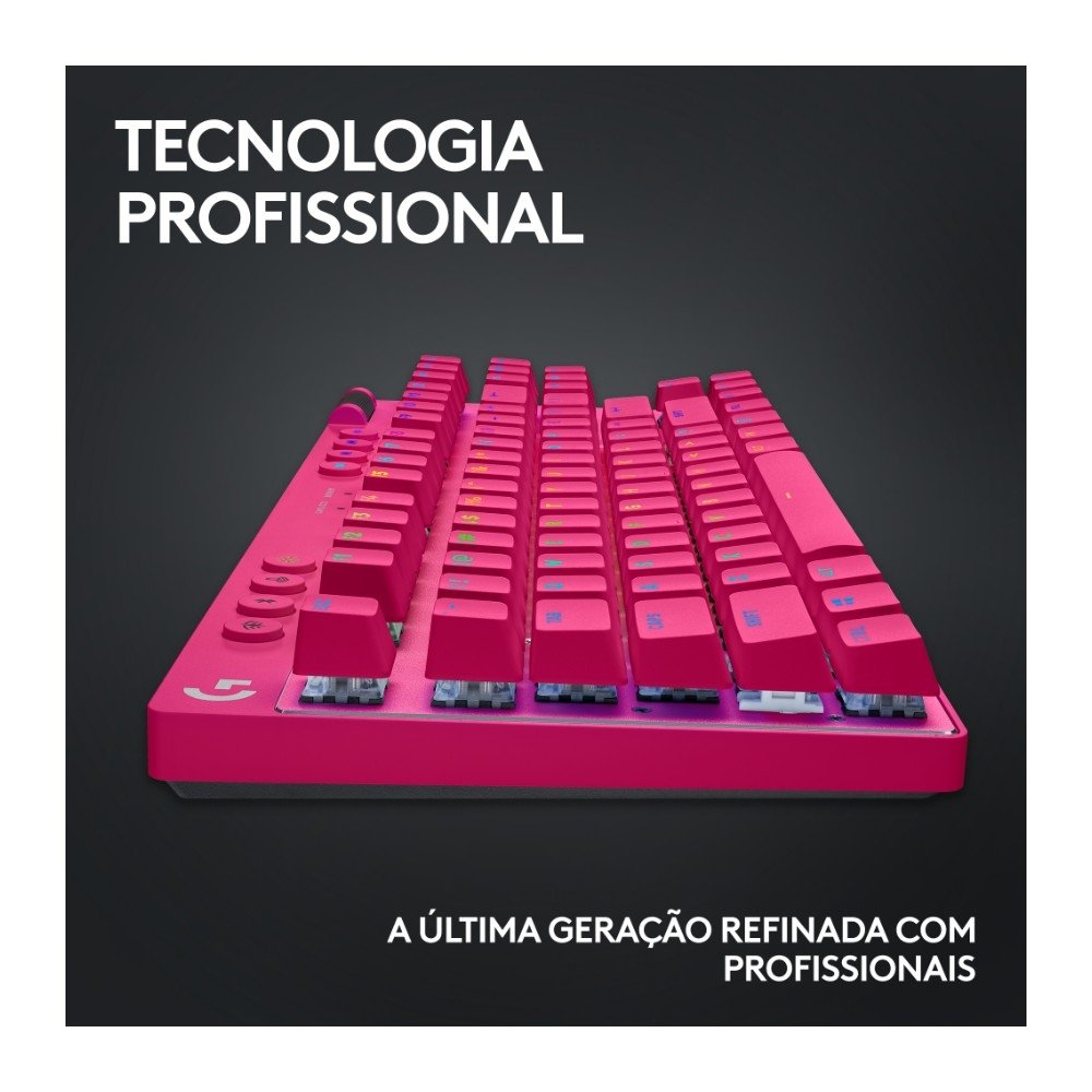 Teclado Gamer Sem Fio ( Balão.info) Pro X com design TKL, Layout US, RGB LIGHTSYNC e Switch Exclusivo GX Brown Tactile, Rosa Magenta- 920-( Balão.info - foto 8