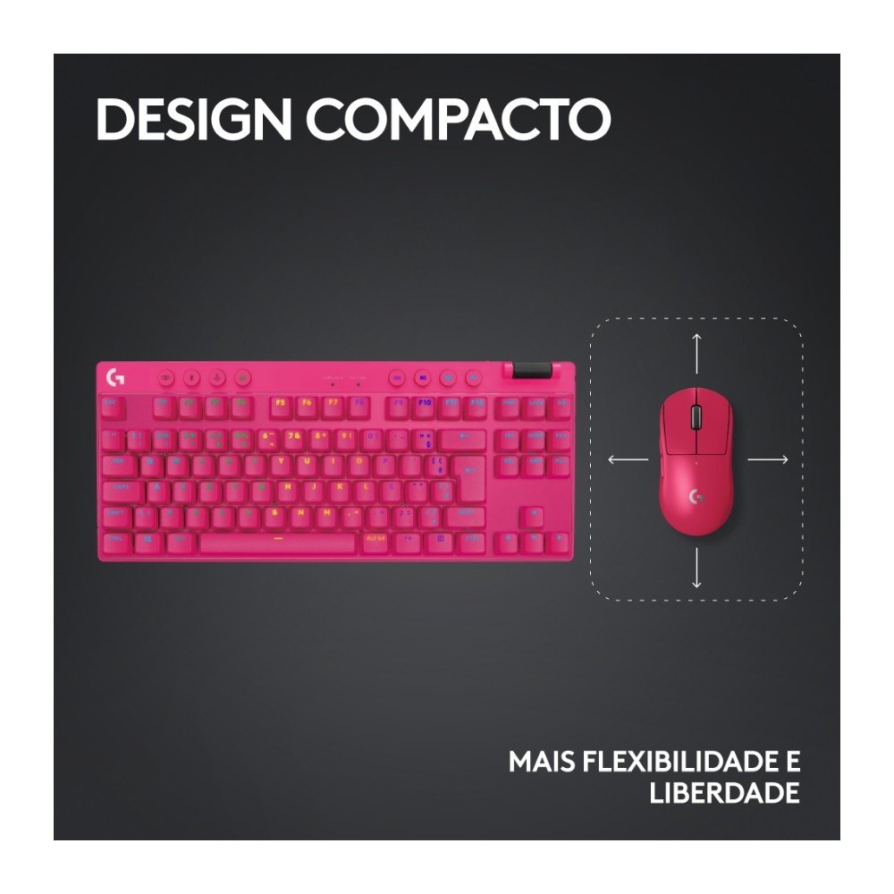 Teclado Gamer Sem Fio ( Balão.info) Pro X com design TKL, Layout US, RGB LIGHTSYNC e Switch Exclusivo GX Brown Tactile, Rosa Magenta- 920-( Balão.info - foto 7