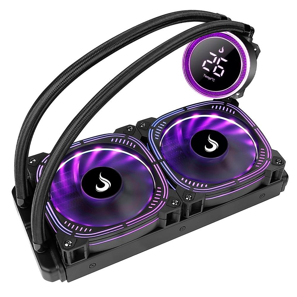 Water Cooler Rise Mode Aura Ice Black, ARGB, 240mm, AMD/Intel, Preto - RM-WAIB-05-ARGB Water Cooler Rise Mode Aura Ice Black, ARGB, 240mm, AMD/Intel, Preto - RM-WAIB-05-ARGB