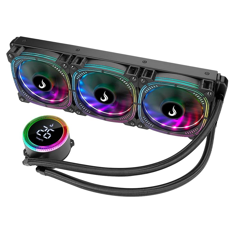 Water Cooler Rise Mode Aura Ice Black, ARGB, 360mm, AMD/Intel, Preto - RM-WAIB-06-ARGB Water Cooler Rise Mode Aura Ice Black, ARGB, 360mm, AMD/Intel, Preto - RM-WAIB-06-ARGB