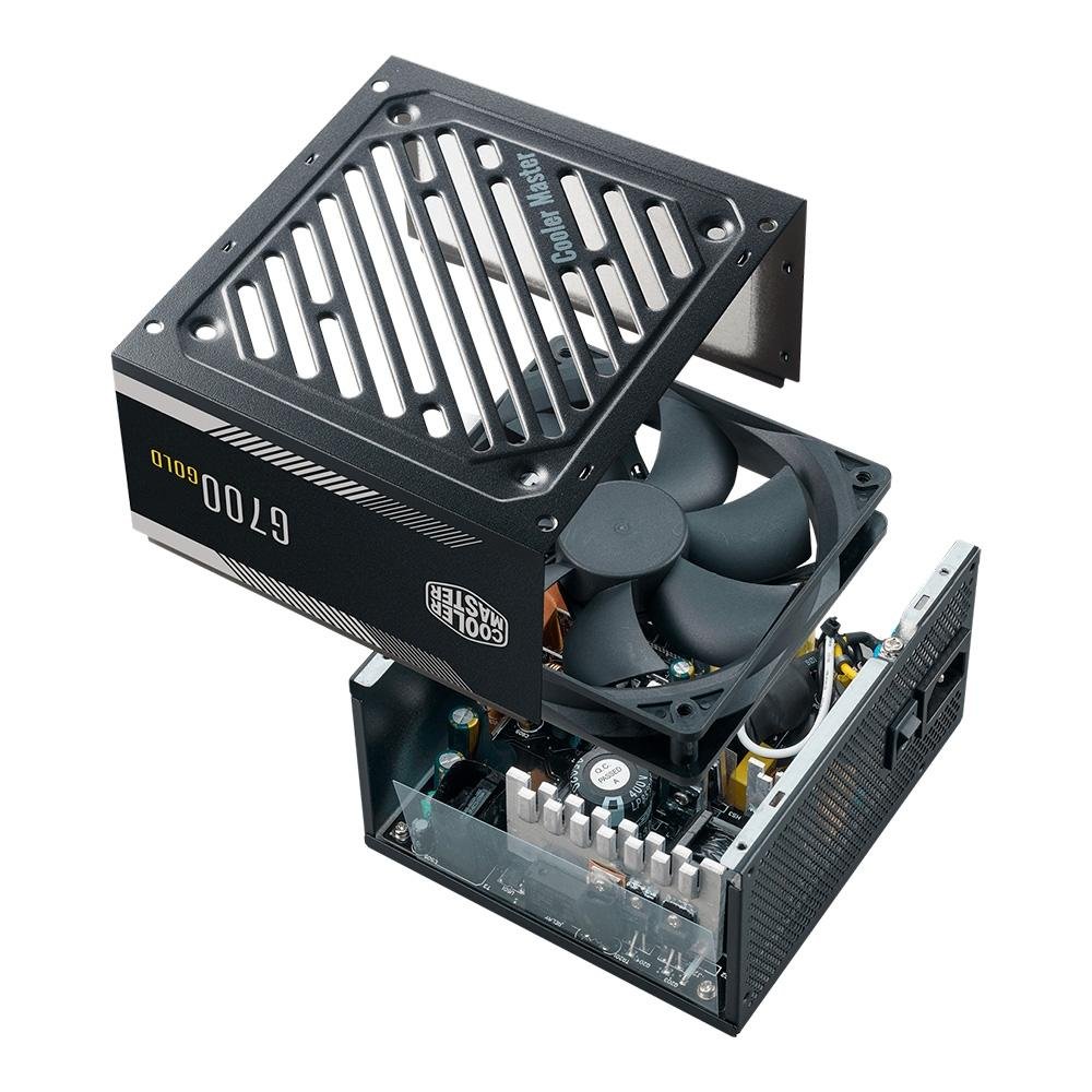 Imagem 9 de 10 do produto Fonte Cooler Master G700, 700W, 80 Plus Gold, PFC Ativo, com cabo, Preto - MPW-7001-ACAAG-BR